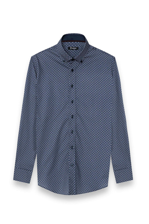 Camicia Uomo Leonardo Sport Popelin Blu Marrone