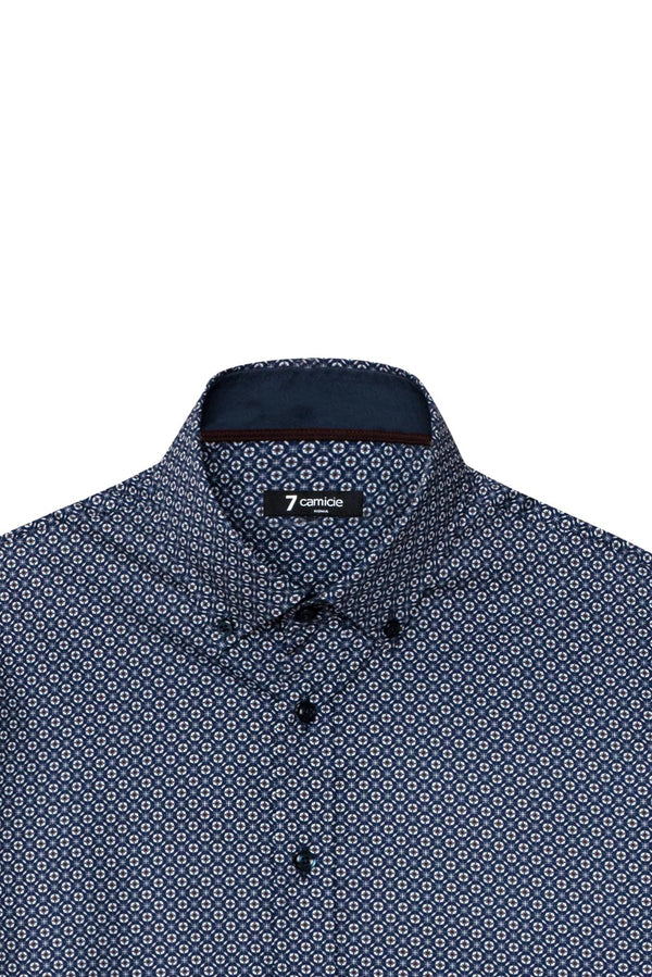 Camicia Uomo Leonardo Sport Popelin Blu Marrone