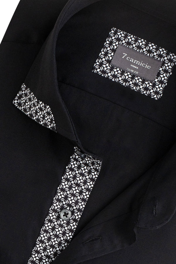 Camisa Hombre Augusto Iconic Popelin Stretch Negro