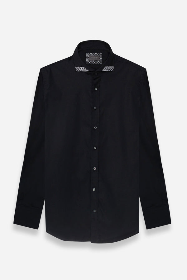 Camisa Hombre Augusto Iconic Popelin Stretch Negro