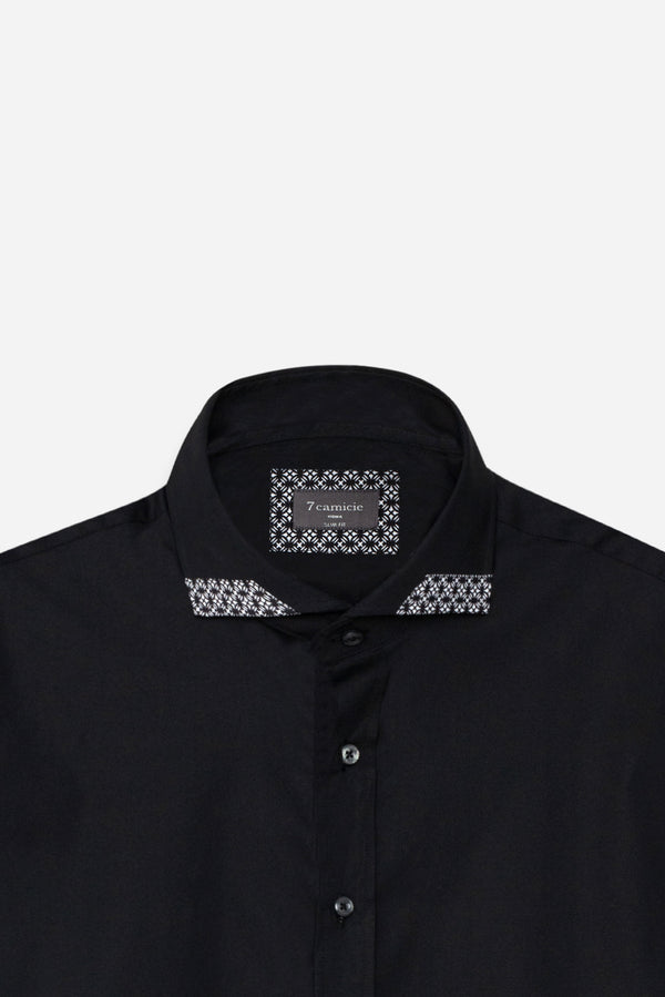 Camisa Hombre Augusto Iconic Popelin Stretch Negro
