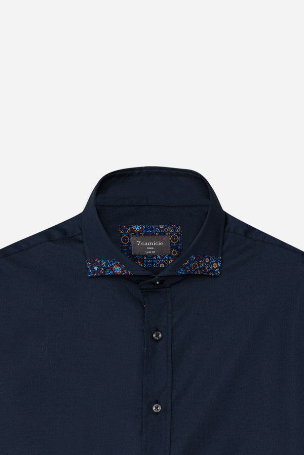 Camicia Uomo Augusto Iconic Popelin Stretch Blu