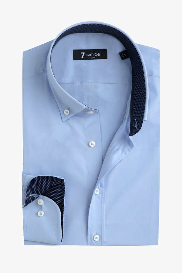 Camicia Uomo Leonardo Sport Popelin Stretch Celeste