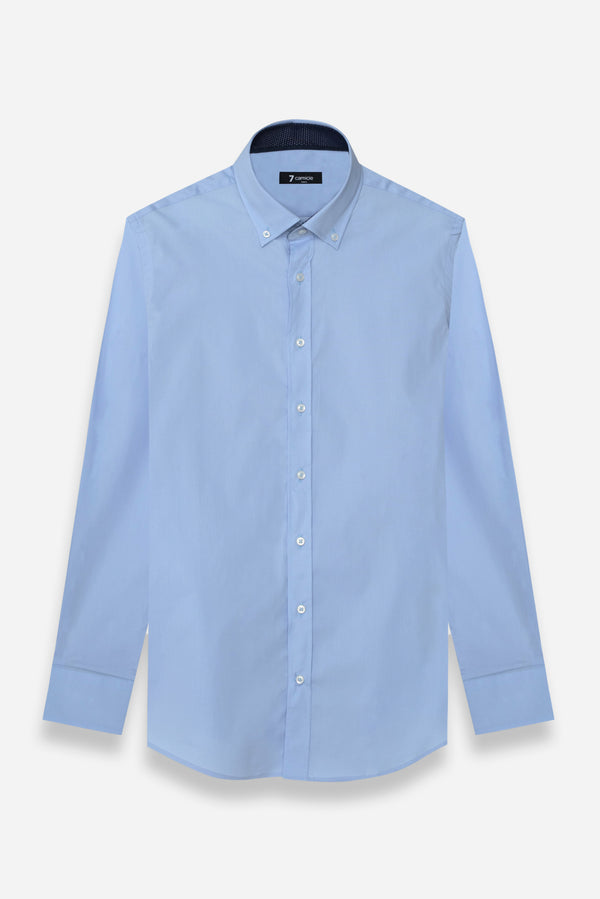 Camicia Uomo Leonardo Sport Popelin Stretch Celeste