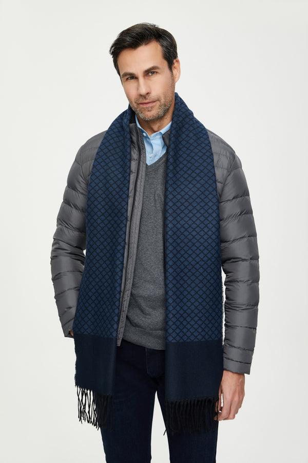 Man Scarf Blue Printed