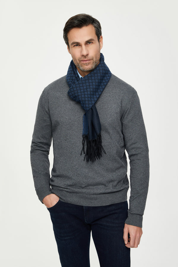 Man Scarf Blue Printed