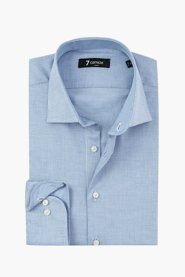 Camicia Uomo Firenze Sport Jacquard Celeste Bianco