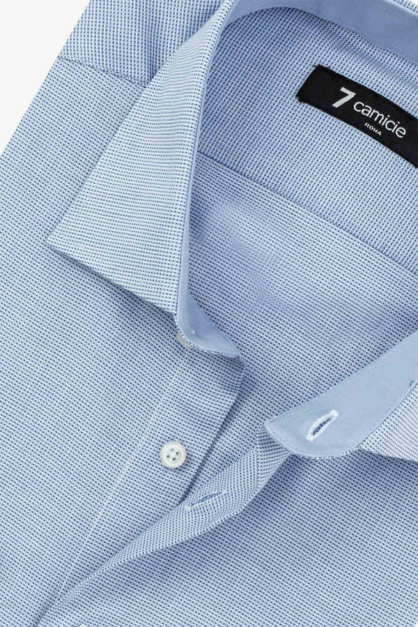 Camicia Uomo Firenze Sport Jacquard Celeste Bianco