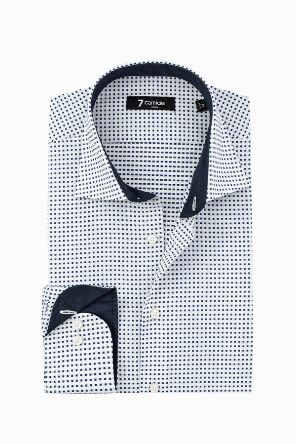 Chemise Homme Firenze Sport Jacquard Blanc Bleu