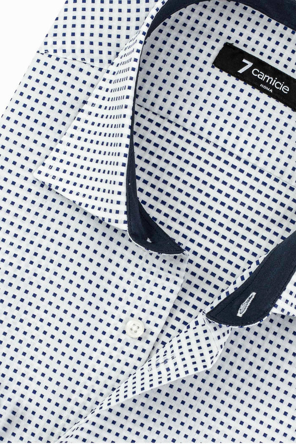 Chemise Homme Firenze Sport Jacquard Blanc Bleu