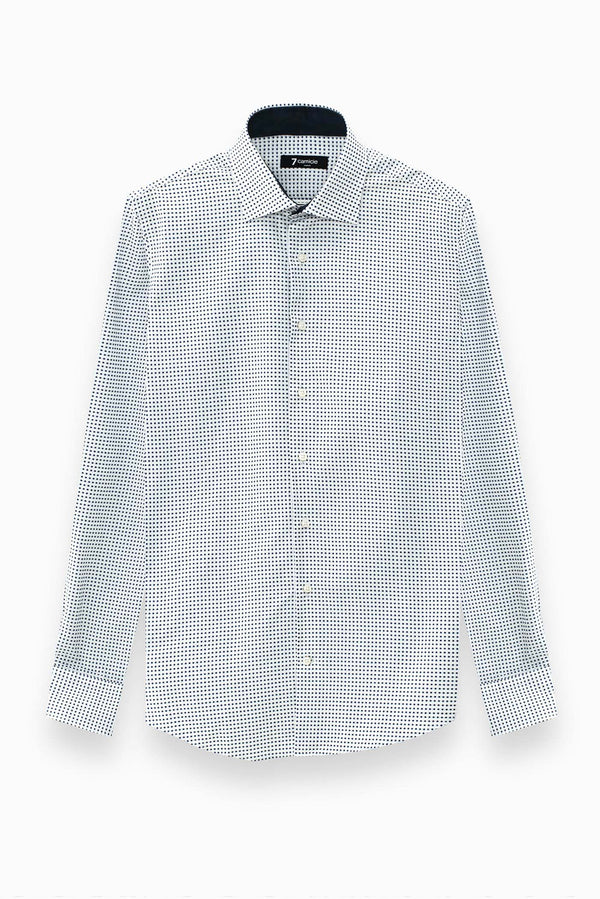 Chemise Homme Firenze Sport Jacquard Blanc Bleu