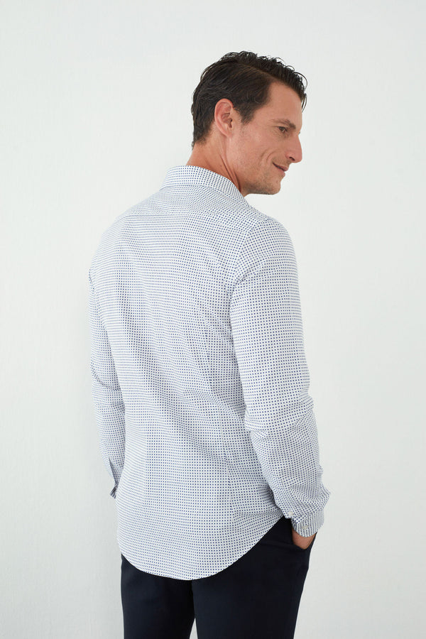 Chemise Homme Firenze Sport Jacquard Blanc Bleu