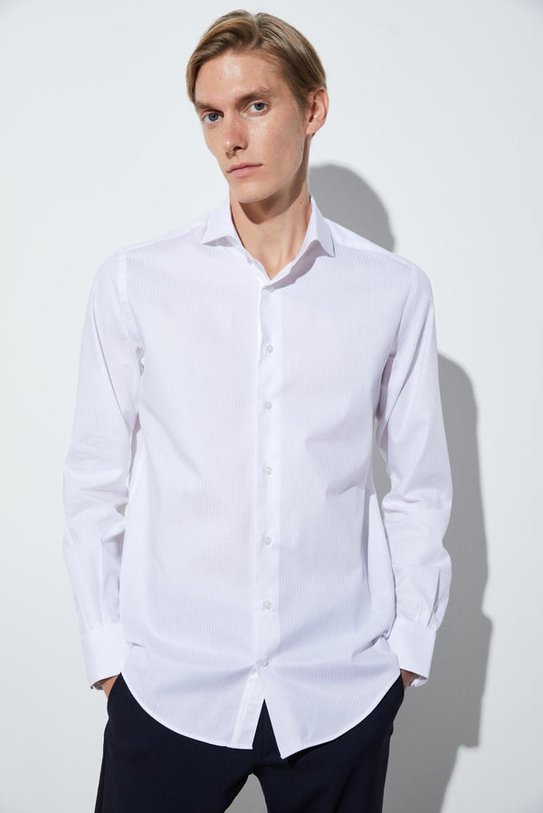 Camicia Uomo Pietro Sport Jacquard Bianco Bianco