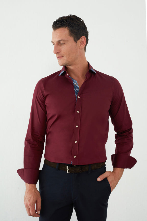 Augusto Iconic Poplin Stretch Man Shirt Red