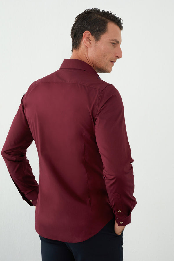 Augusto Iconic Poplin Stretch Man Shirt Red