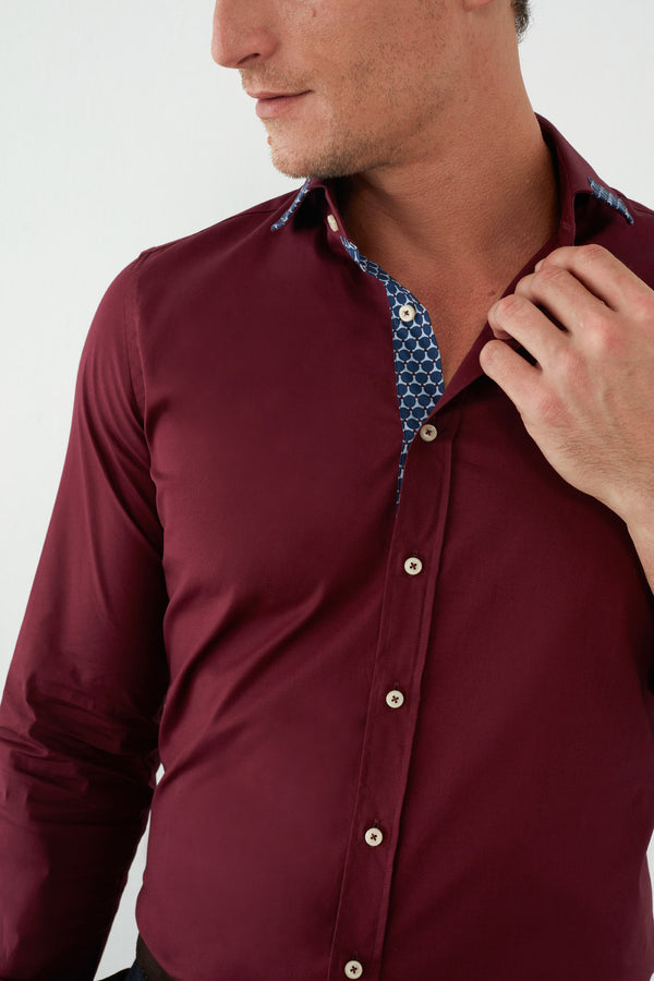 Augusto Iconic Poplin Stretch Man Shirt Red