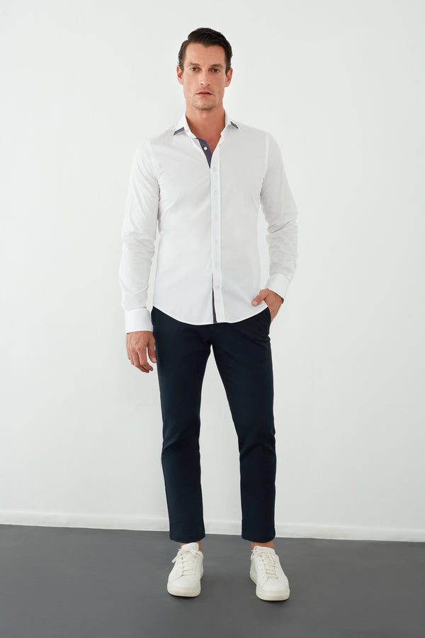 Camicia Uomo Augusto Iconic Popelin Stretch Bianco