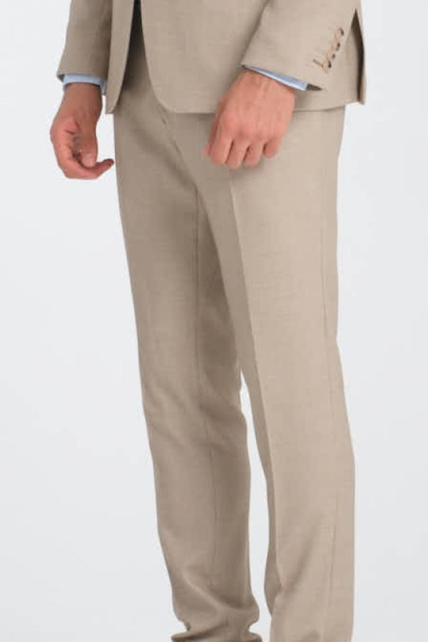 Pantalones Hombre Microfibra Marron Blanco