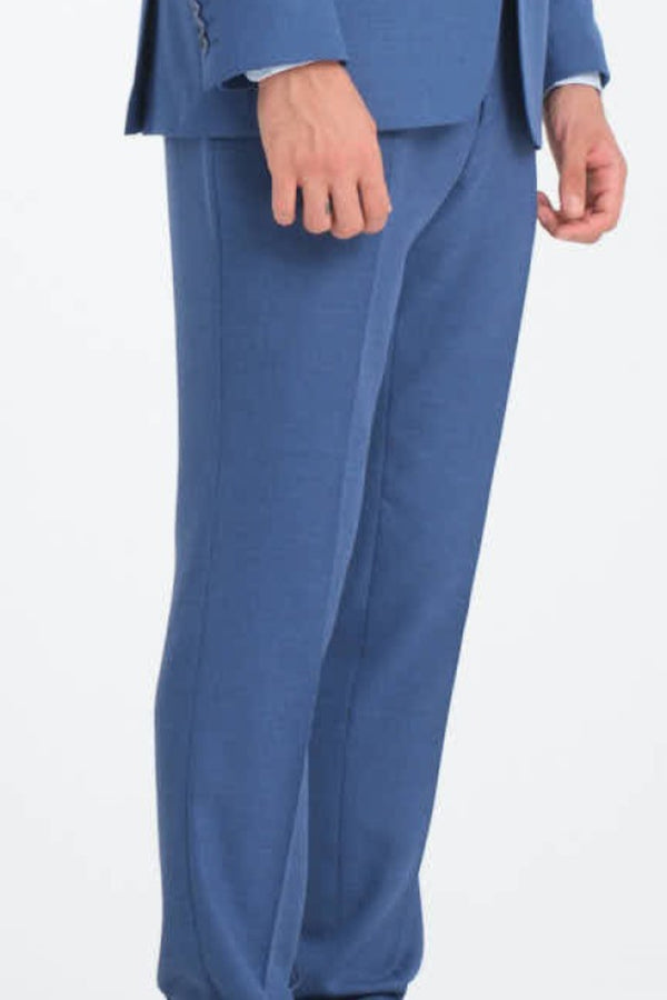 Pantalones Hombre Microfibra Azul Blanco