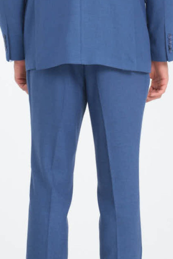 Pantalones Hombre Microfibra Azul Blanco