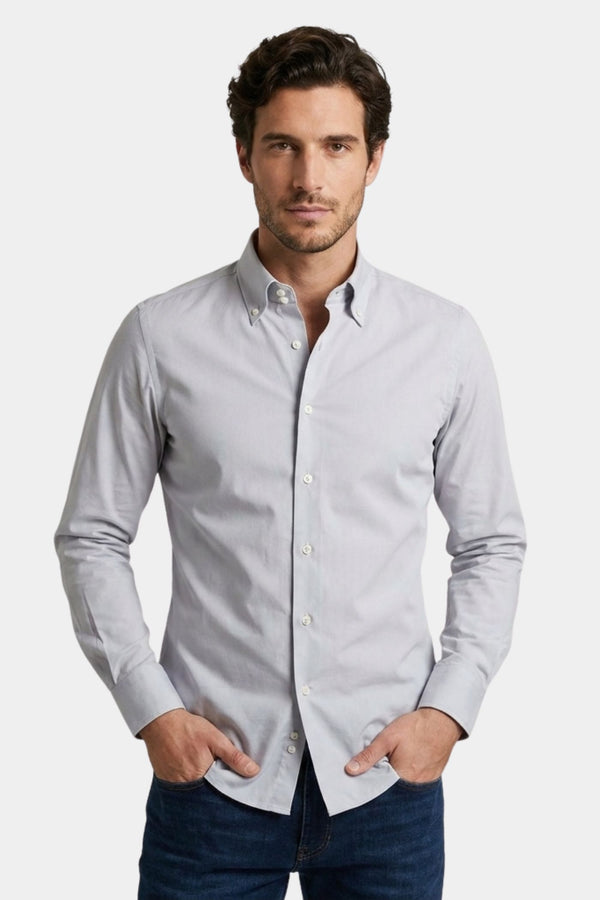 Chemise Homme Roma Popelin Stretch Gris