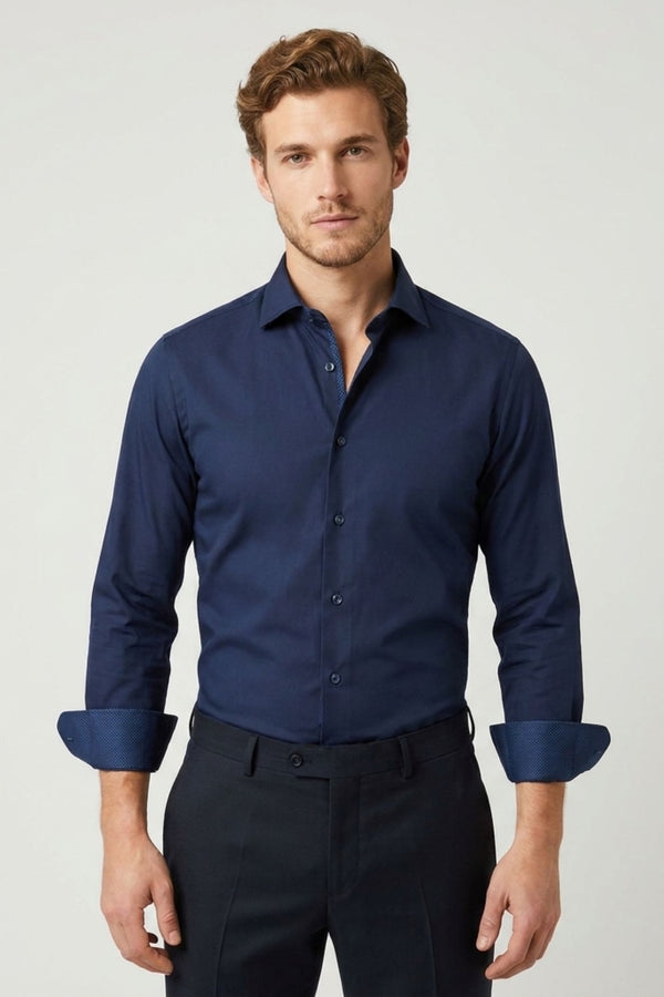 Chemise Homme Firenze Essential Satin Bleu