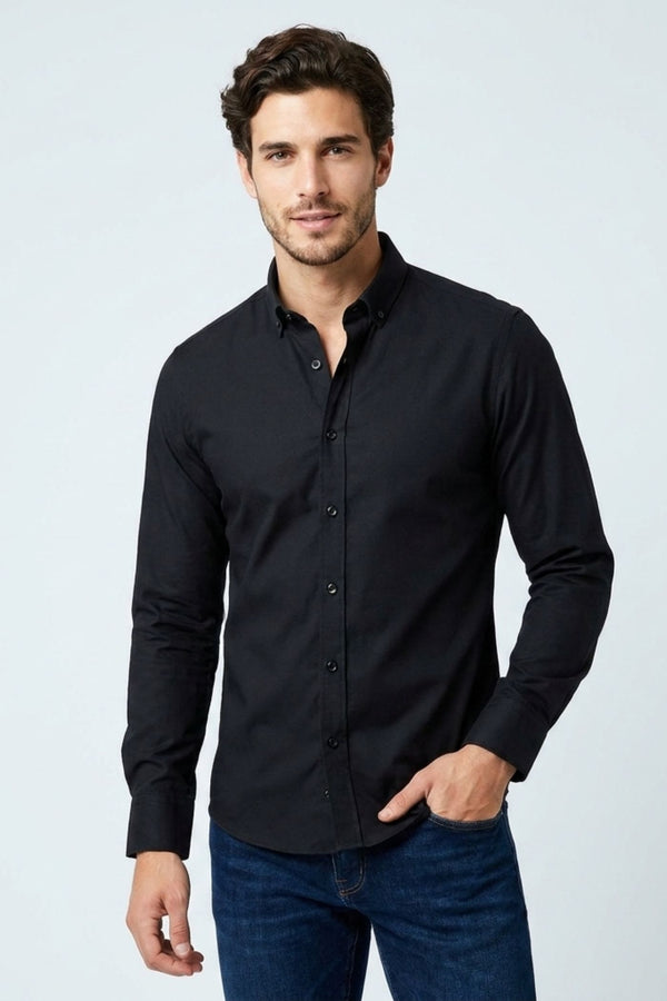 Camicia Uomo Leonardo Essential Popelin Stretch Nero