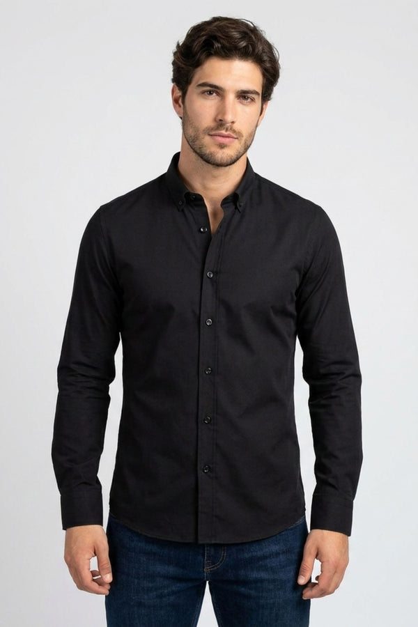Camicia Uomo Leonardo Essential Popelin Stretch Nero