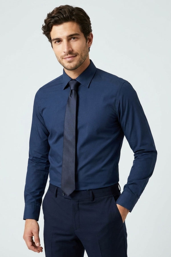 Camicia Uomo Romeo Popelin Stretch Blu