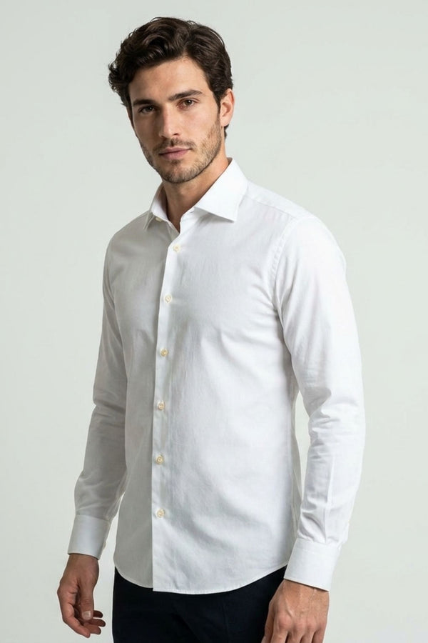 Camicia Uomo Romeo Popelin Stretch Bianco