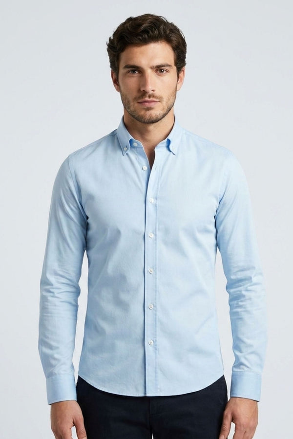 Chemise Homme Leonardo Popelin Bleu clair
