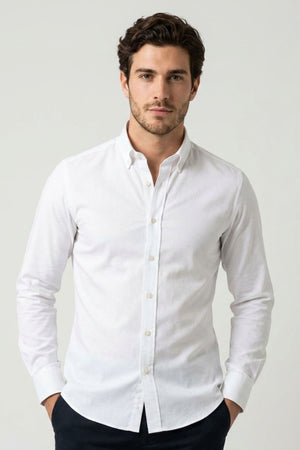 Camicia Uomo Leonardo Popelin Bianco