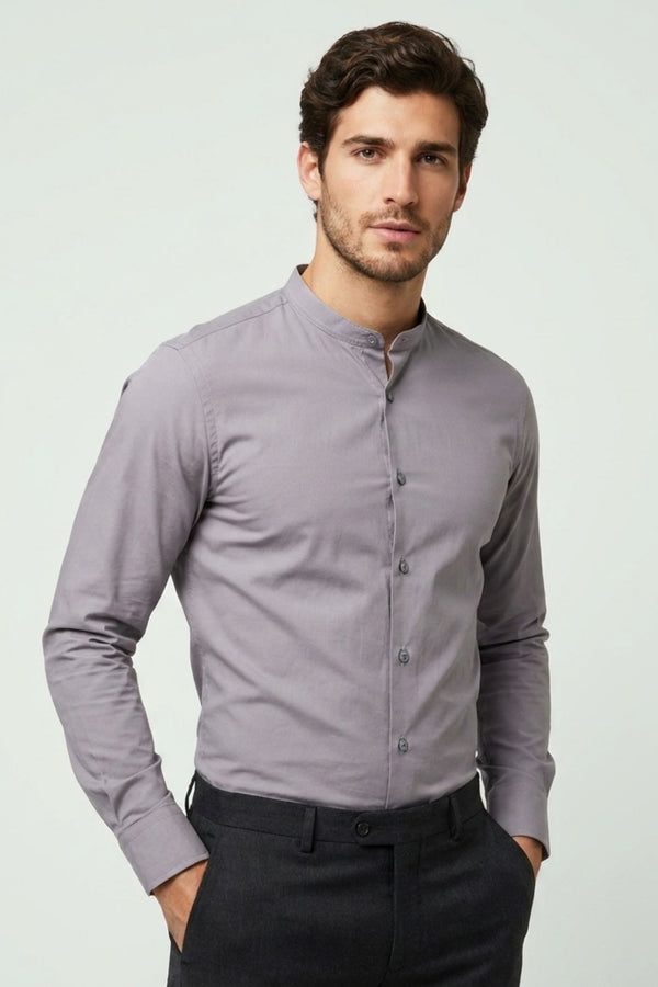 Camicia Uomo Caravaggio Popelin Stretch Grigio Chiaro
