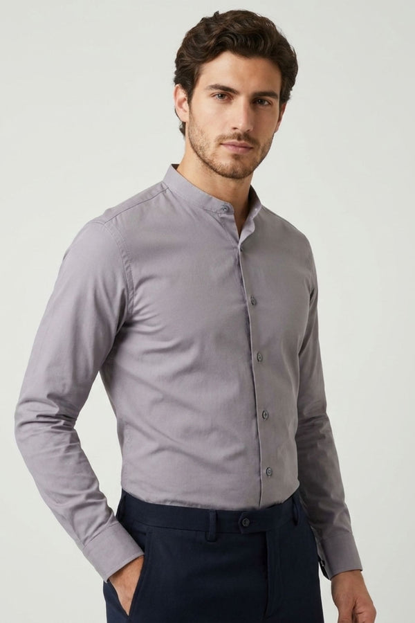 Camicia Uomo Caravaggio Popelin Stretch Grigio Chiaro