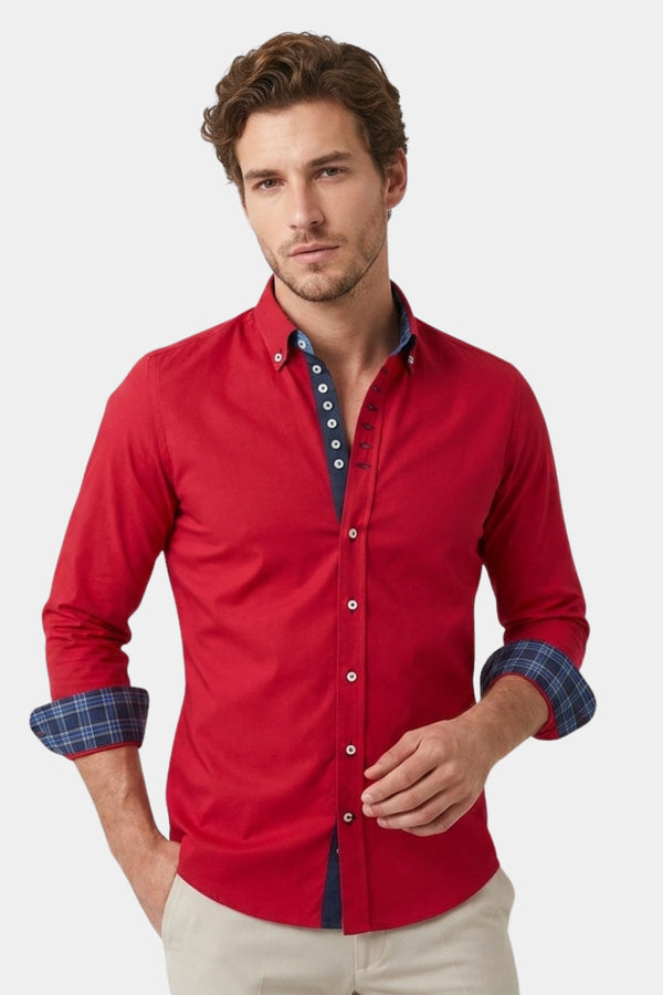 Camisa Hombre Donatello Iconic Popelin Stretch Rojo