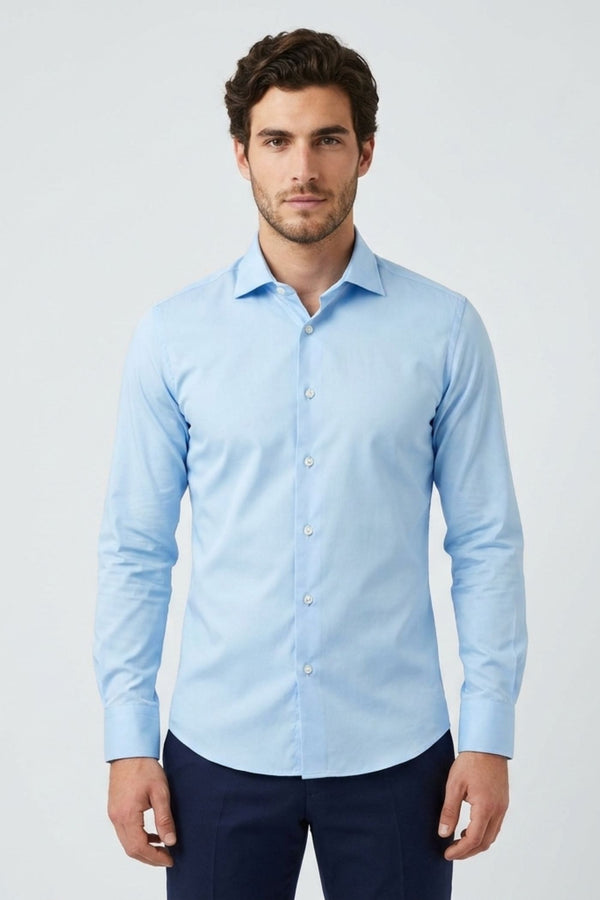 Chemise Homme Firenze Essential Satin Bleu clair