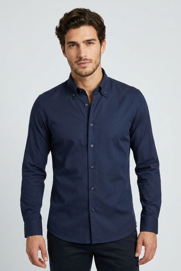 Chemise Homme Roma Popelin Stretch Bleu