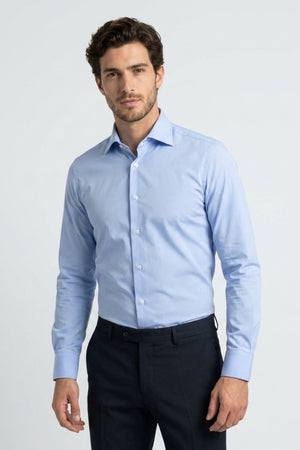 Camisa Hombre Romeo Popelin Stretch Azul Claro