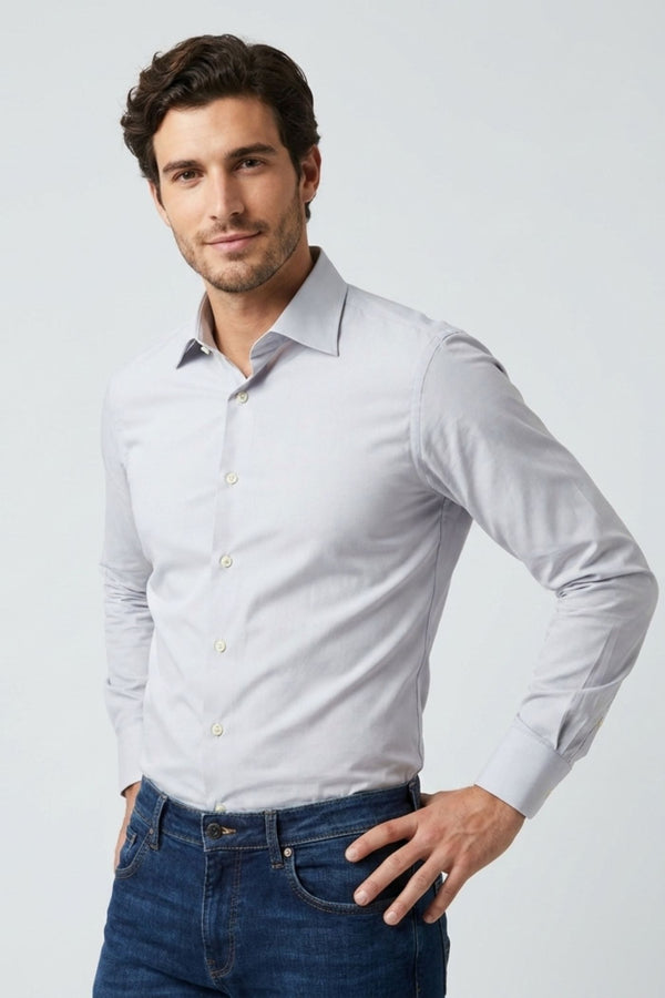Chemise Homme Romeo Popelin Stretch Gris