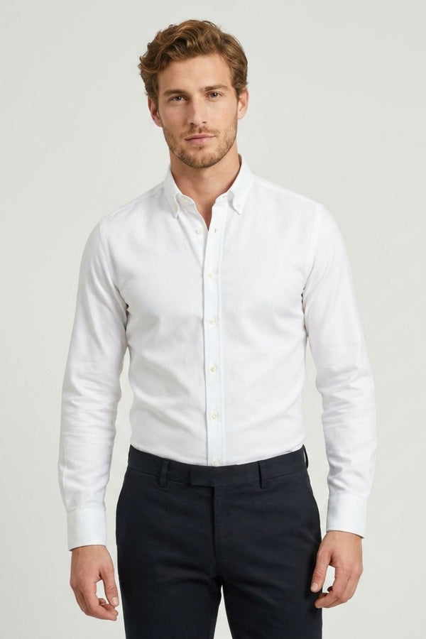 Chemise Homme Leonardo Essential Oxford Blanc