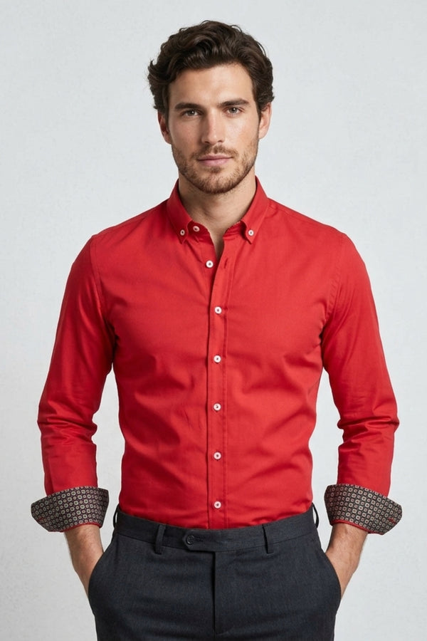 Leonardo Sport Satin Man Shirt Red