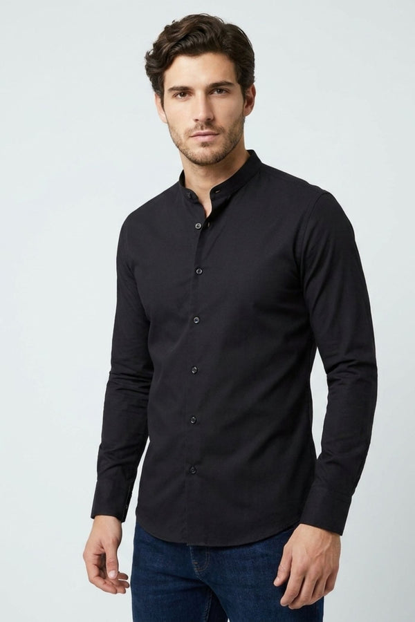 Camicia Uomo Caravaggio Essential Popelin Stretch Nero