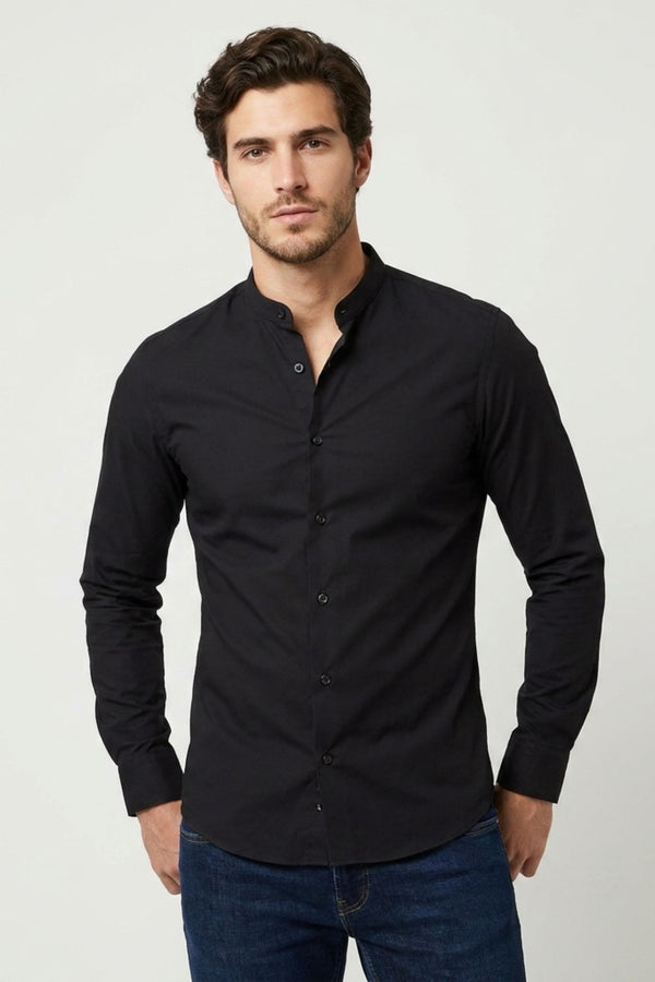 Camicia Uomo Caravaggio Essential Popelin Stretch Nero