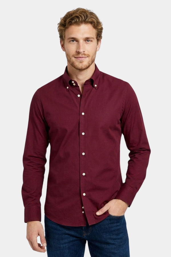 Chemise Homme Roma Popelin Stretch Rouge
