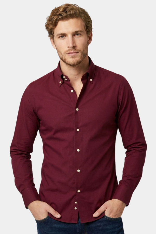 Chemise Homme Roma Popelin Stretch Rouge