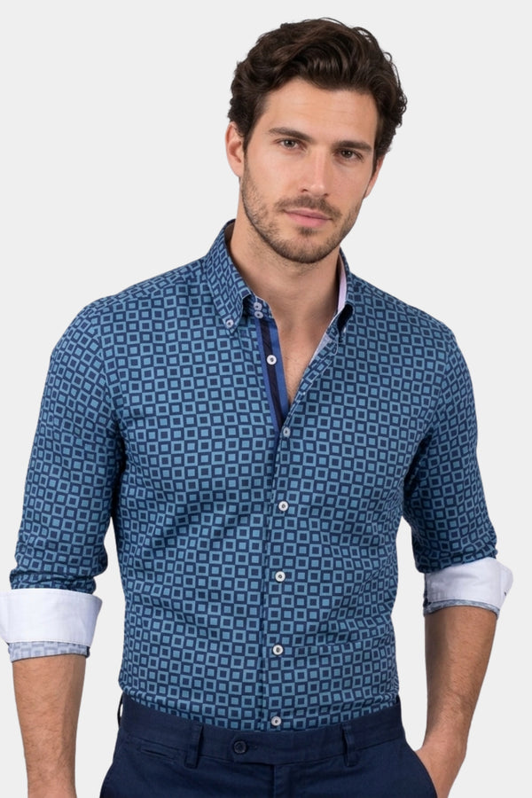 Roma Iconic Poplin Man Shirt Blue Blue