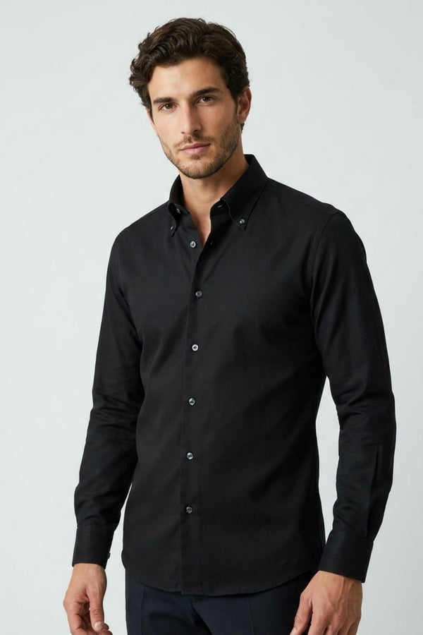 Camisa Hombre Algodón premium Negro Blanco