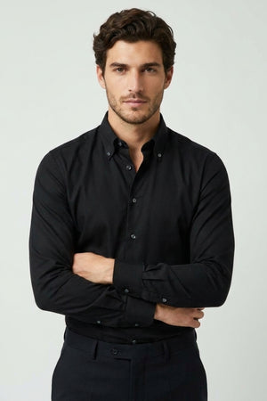 Camisa Hombre Algodón premium Negro Blanco