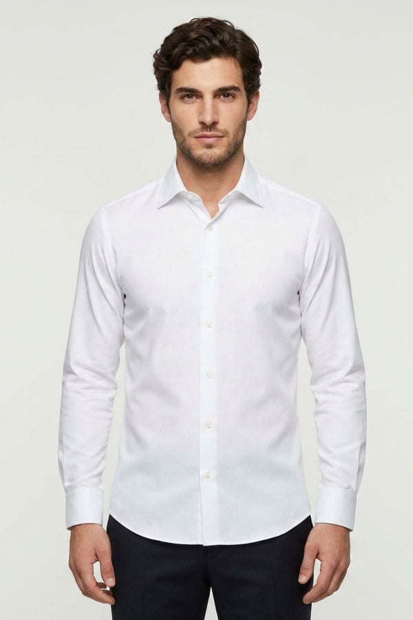 Camisa Hombre Romeo Essential Satin Blanco