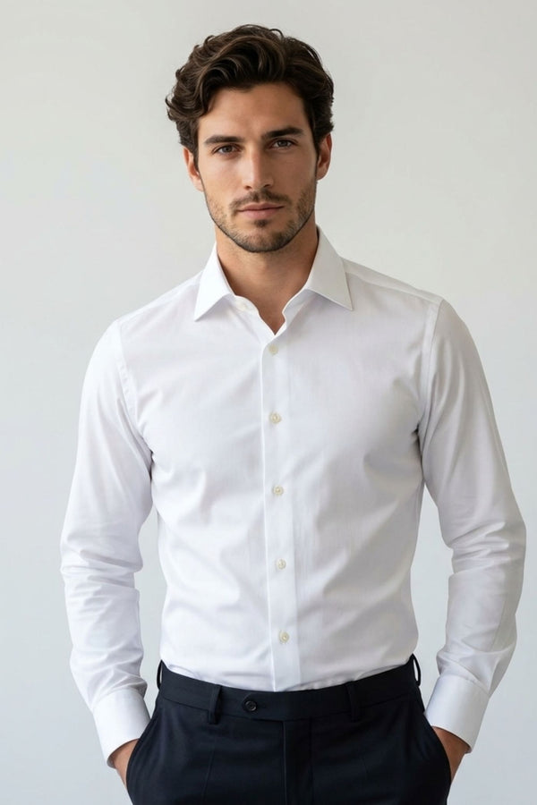 Camisa Hombre Romeo Essential Satin Blanco